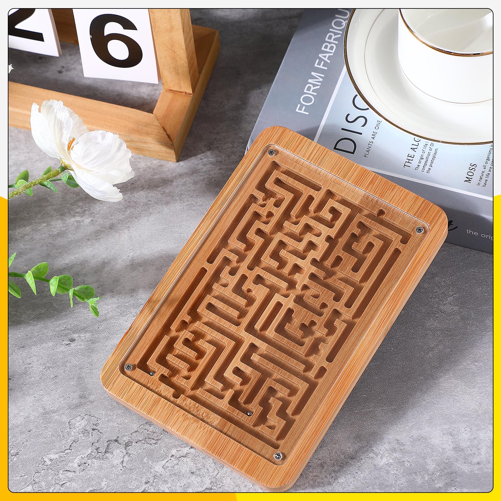 Syhood 2 Pack Wooden Labyrinth Game Marble Maze with Steel Marble